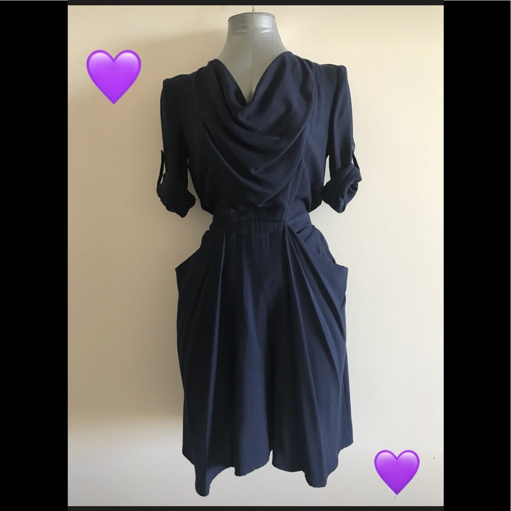 BCBGMaxazria Fayan Draped Cowl Neck Dress